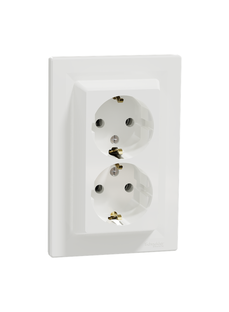 Asfora, gniazdo podwójne schuko, biały