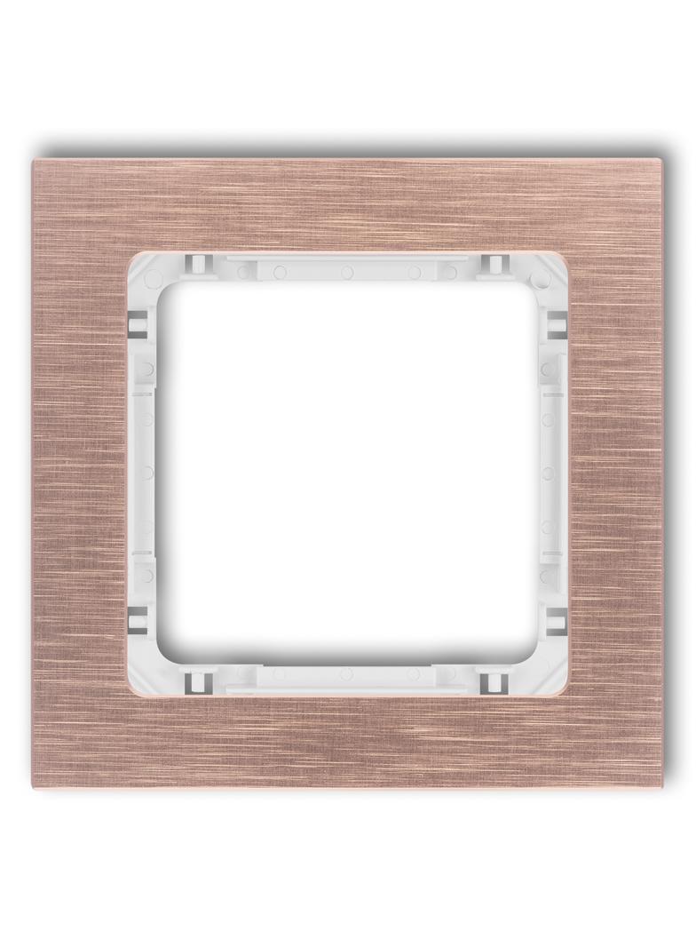 DECO Ramka uniwersalna pojedyncza - aluminium szczotkowane (ramka: kolor miedziany; spód: biały) mie
