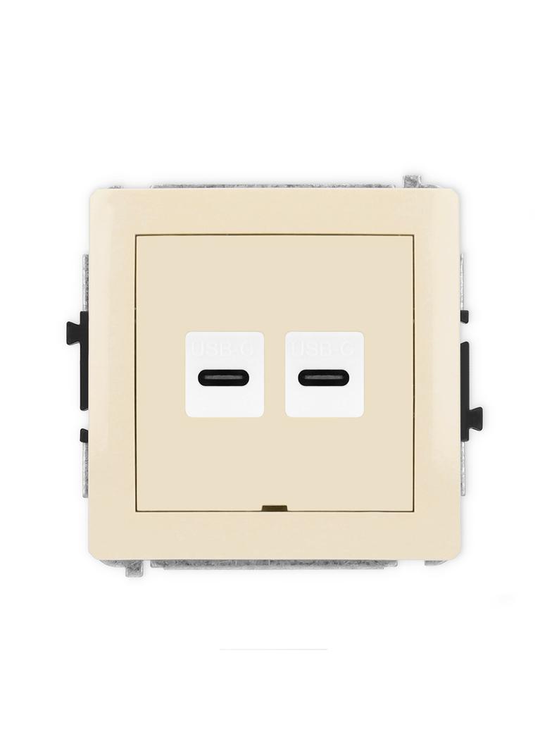 DECO Mechanizm gniazda podwójnego 2xUSB C-C, bez pola opisowego beżowy