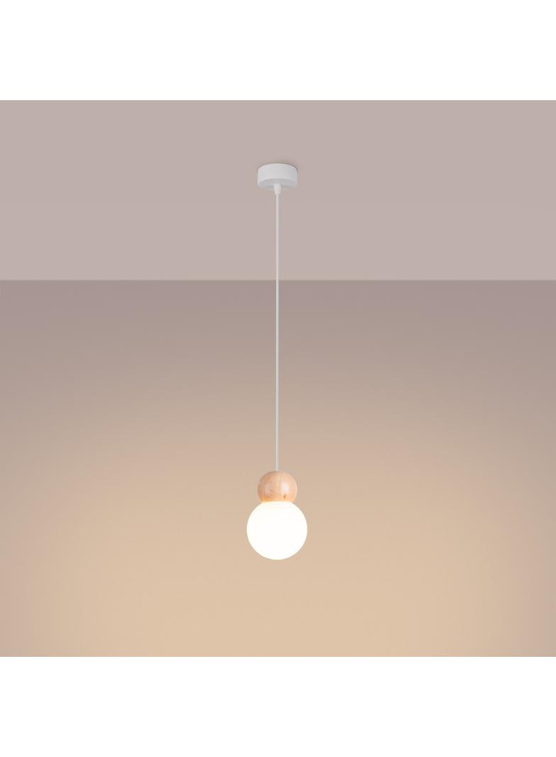 Lampa wisząca PEKKA 1 biała/naturalne drewno
