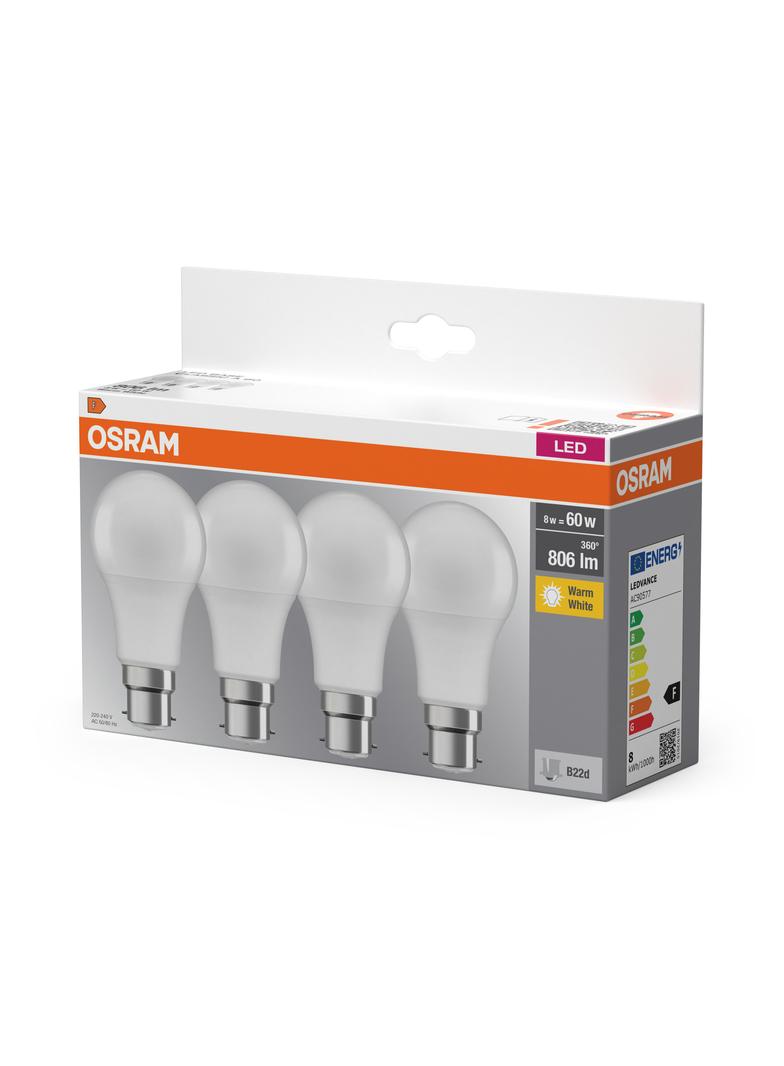 Lampa LED BASE Classic A60 8,5W/827 230V plastik B22D FS4 OSRAM