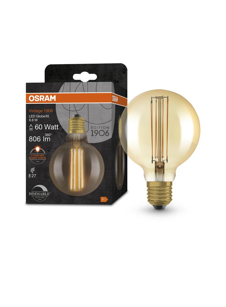 Lampa LED Vintage 1906 GOLD 95 dim 8,8W/822 szkło przezroczyste E27