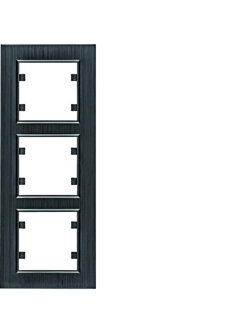 lumina passion Ramka potrójna pionowa aluminium czarne WL9133 HAGER