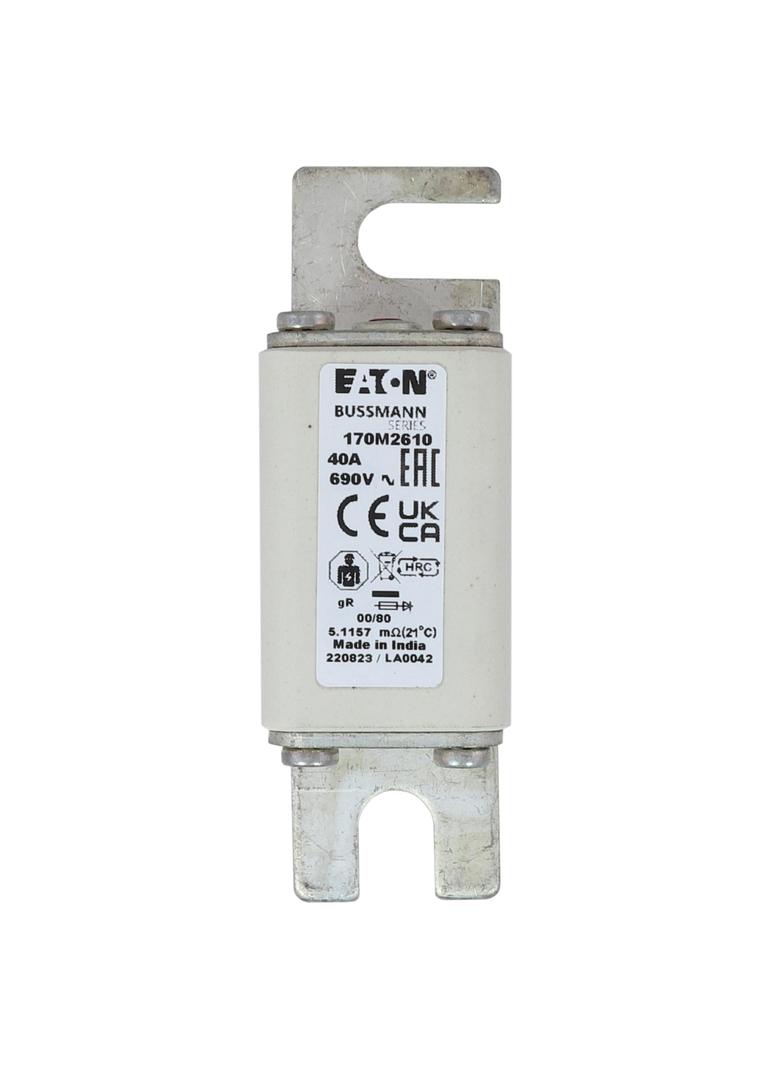 40A 690V IEC gR 00/80 SQ. BODY IND. FUSE Wkładka szybka 40A AC 690V DIN 00 30x51x100 mm g 170M2610 E