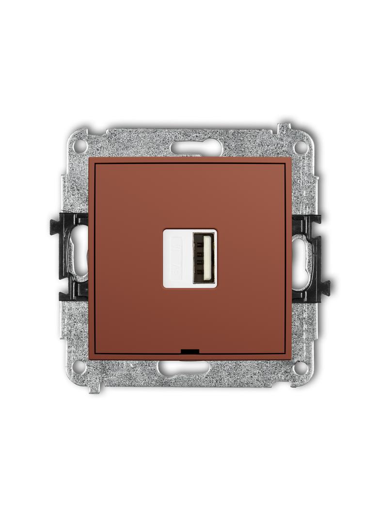MINI Mechanizm ładowarki USB pojedynczej USB A, 5W max., 5V, 1A, bez pola opisowego terakota