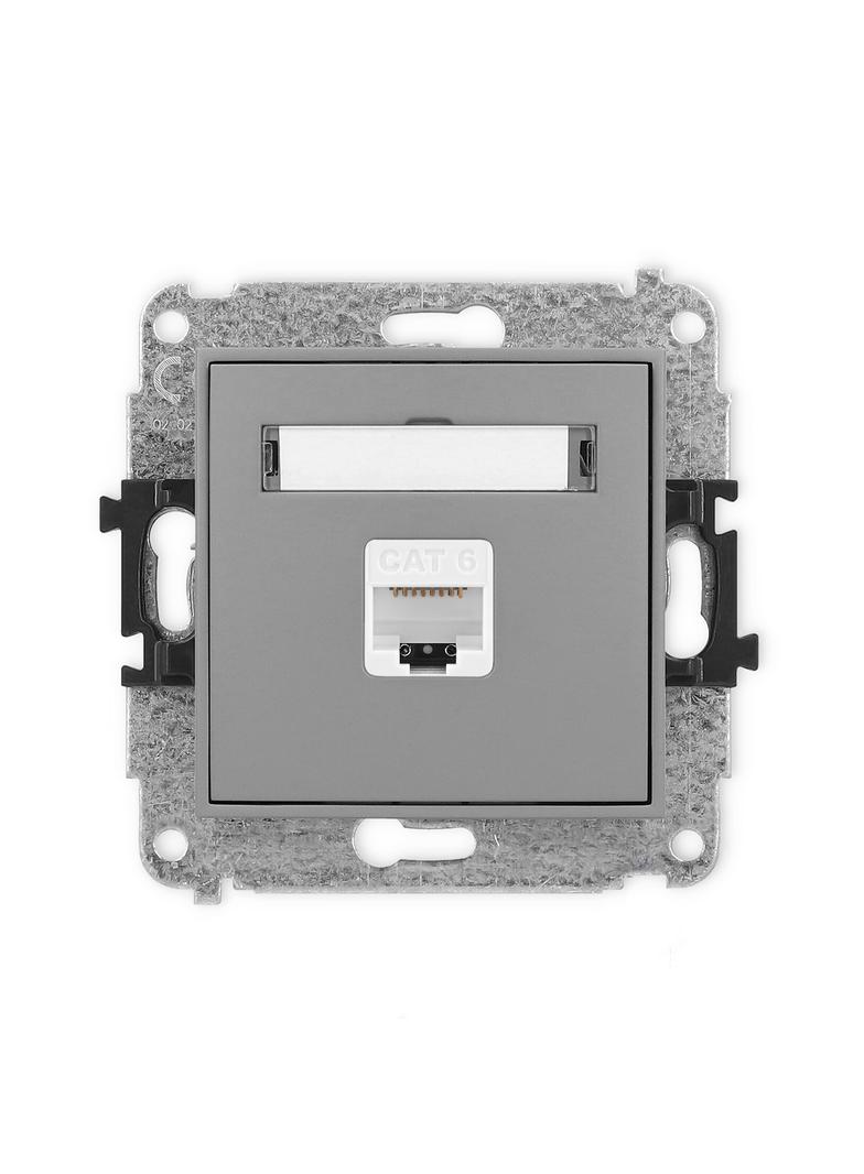ICON Mechanizm gniazda komputerowego pojedynczego 1xRJ45, kat. 6, 8-stykowy szary mat
