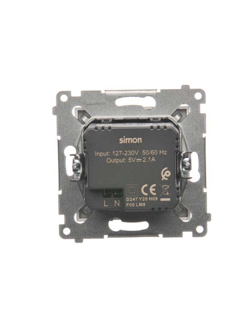 Simon 54 Ładowarka 2 x USB 2.1 A 5V DC 230V srebrny mat