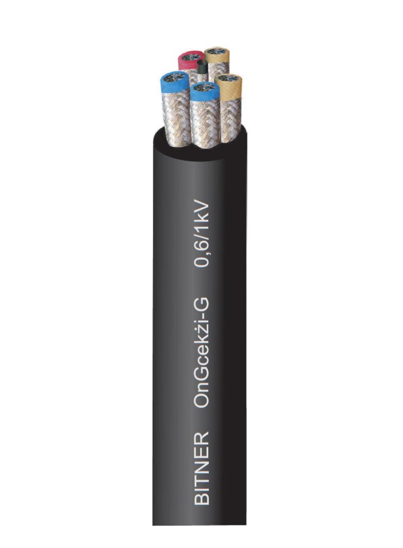 OnGcekżi-G 0,6/1kV 2x4,0+4,0 Oponowy przewód górniczy, wielożyłowy ekranowany o izolacji i oponie gu