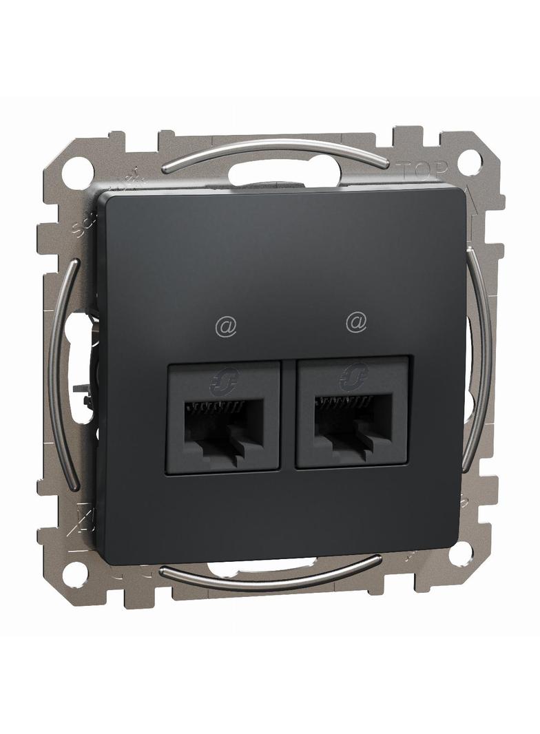 Sedna Design & Elements, gniazdo komputerowe 2xRJ45 kat.6 UTP, czarny antracyt