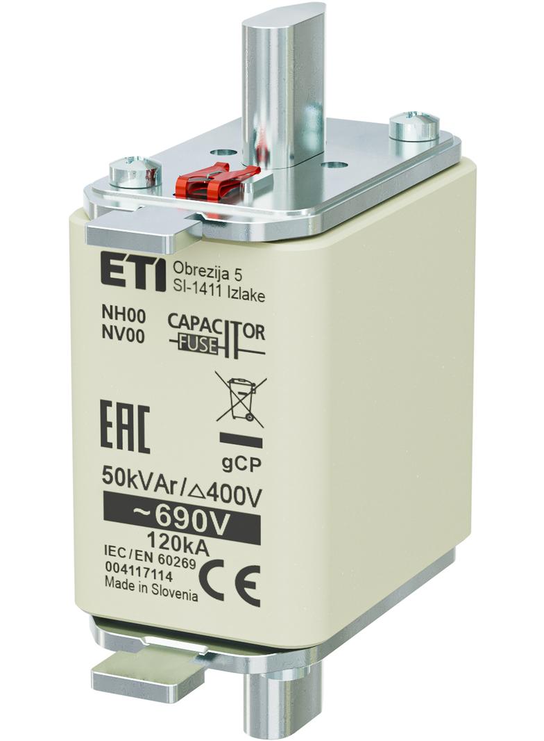 Wkładka topikowa NH kondensatorowa NH00 gCP 50kVAr/690V 004117114 ETI