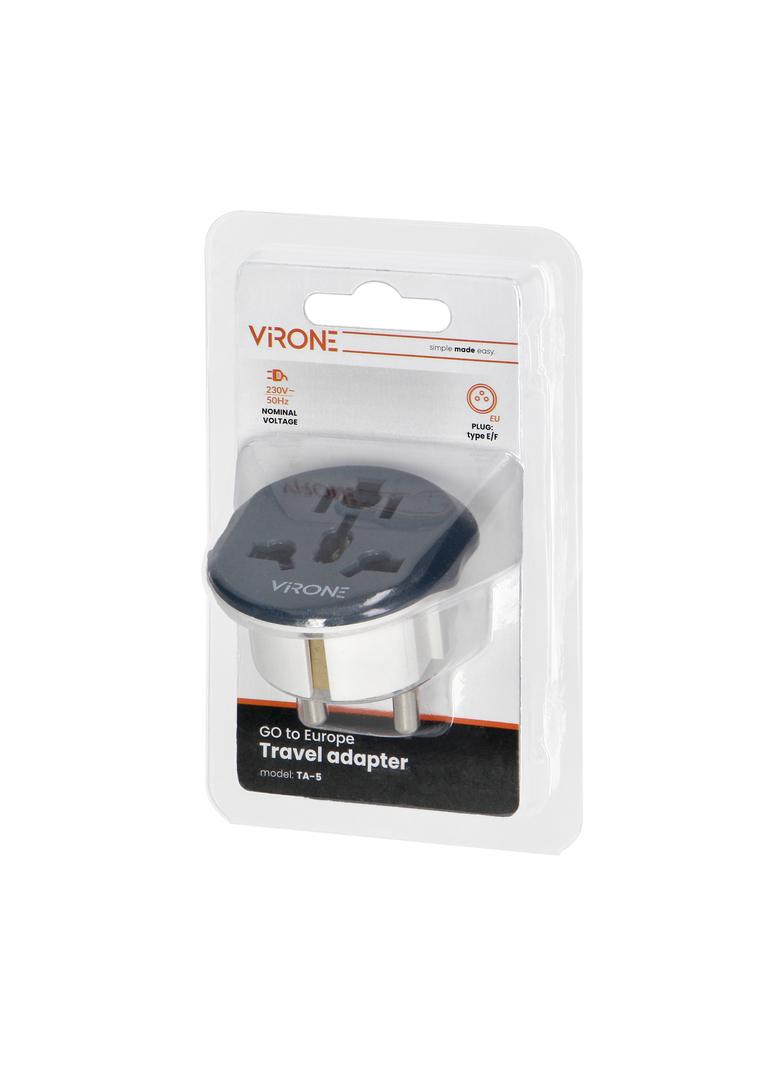 Adapter podróżny - Go to Europe, 230V/13A, uniwersalne gniazdo, wtyczka Uni-Schuko, szary TA-5 ORNO