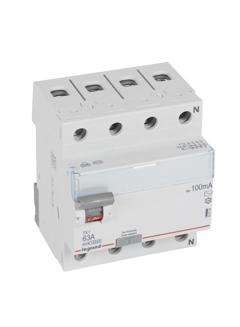 WYŁĄCZNIK RÓŻNICOWOPRĄDOWY P 304 4P 63A 100MA TYP AC SERII TX3, Legrand