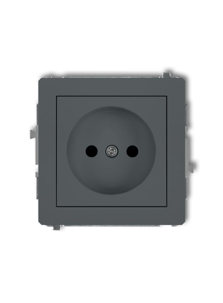 DECO Mechanizm gniazda pojedynczego bez uziemienia 2P (przesłony torów prądowych) grafitowy mat