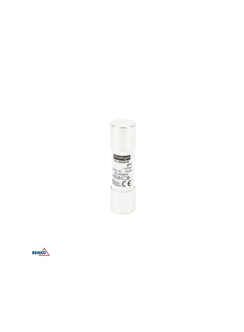 WKŁADKA TOPIKOWA CYLINDRYCZNA 10x38MM 1000V DC 16A