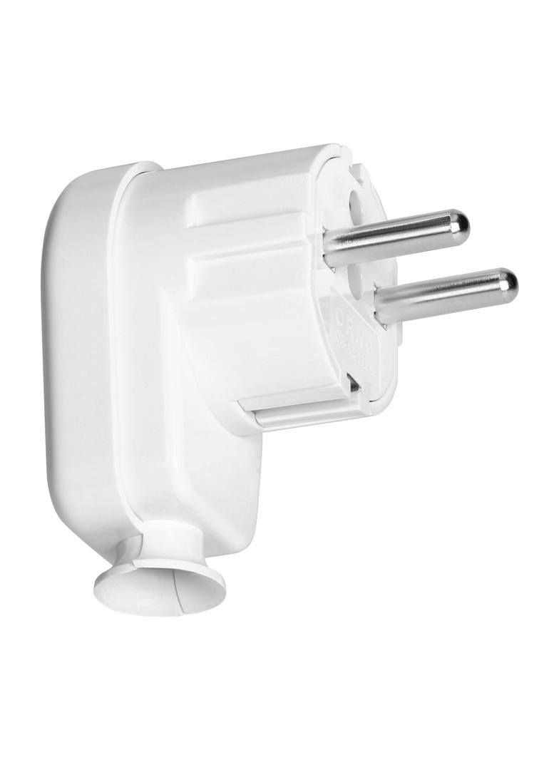Wtyczka kątowa Uni-Schuko 16A, 230V, biała