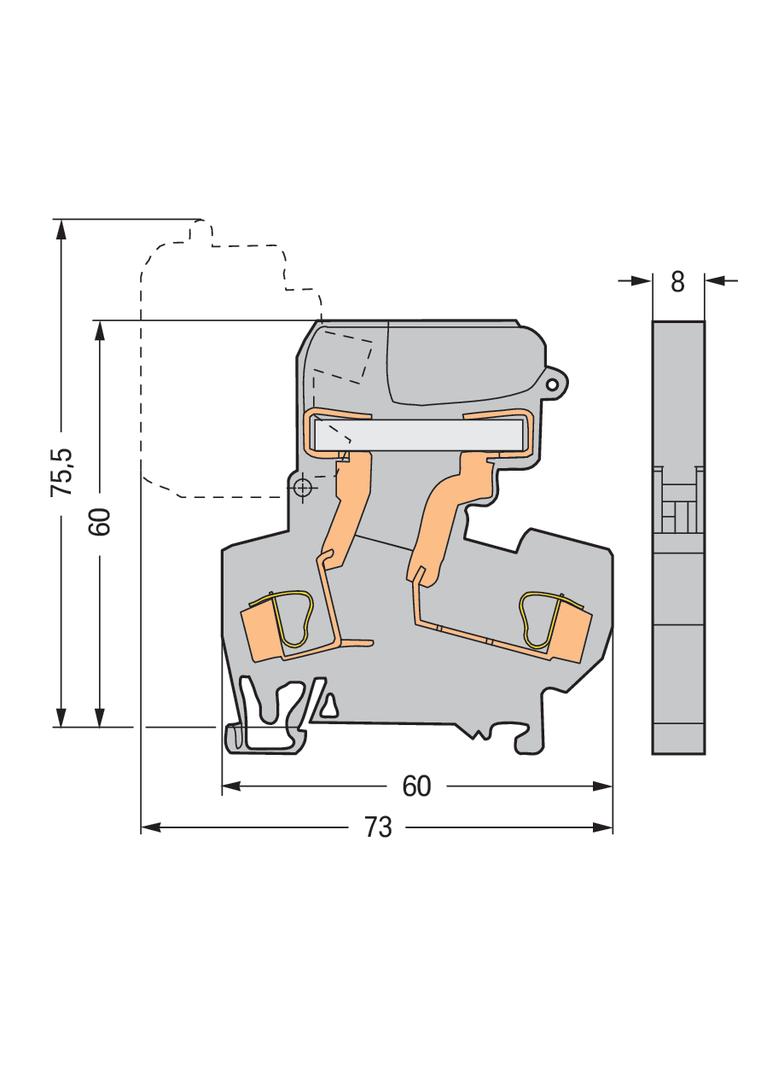 złączka bezpiecznikowa 4 mm2 szara