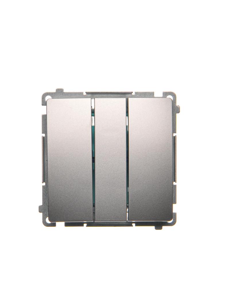 Simon Basic Łącznik potrójny z podświetleniem LED 10A szybkozłączka srebrny mat