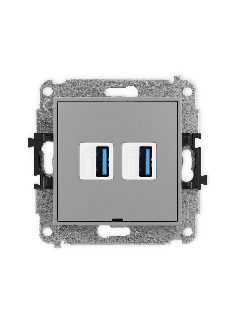 ICON Gniazdo podwójne 2xUSB A-A 3.0, bez pola opisowego szary mat 27IGUSBBO-6 KARLIK