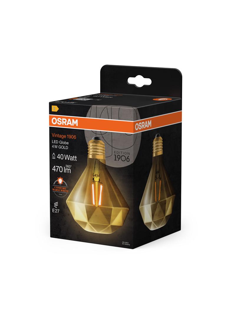 Lampa LED Vintage 1906 CL DIAMOND Filament szkło przezroczyste GOLD 40 non-dim 4,5W 825 E27