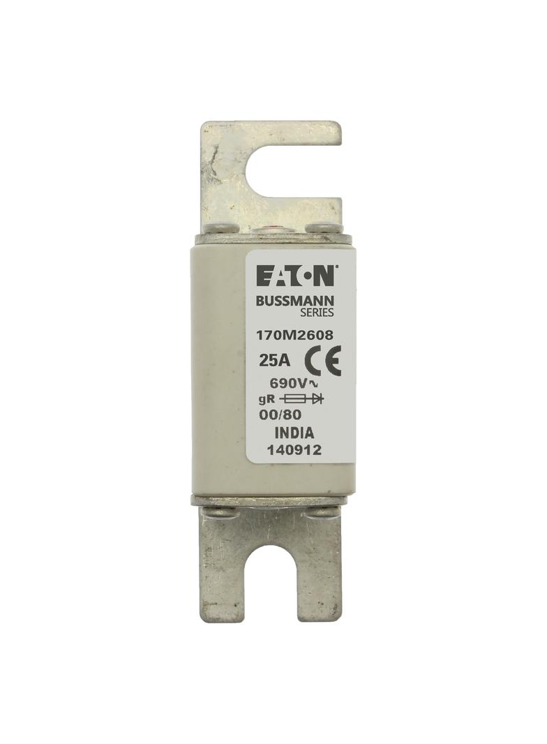 25A 690V IEC gR 00/80 SQ. BODY IND. FUSE Wkładka szybka 25A AC 690V DIN 00 30x51x100 mm g 170M2608 E