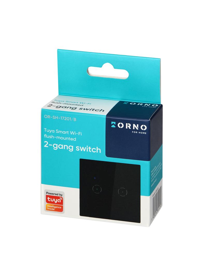 Włącznik podtynkowy podwójny Wi-Fi Tuya Smart Home czarny ORNO
