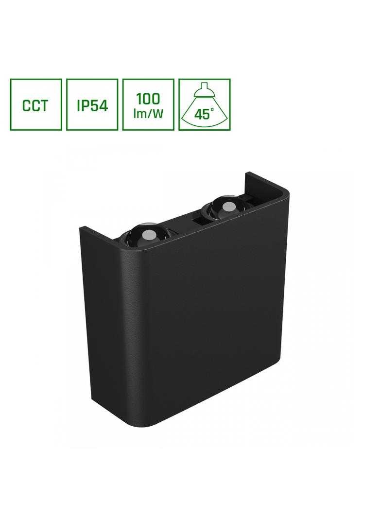 LUNARIX 2 KINKIET 4W CCT 230V IP54 RA90 110X110X40 MM CZARNY, ŚWIECI GÓRA/DÓŁ