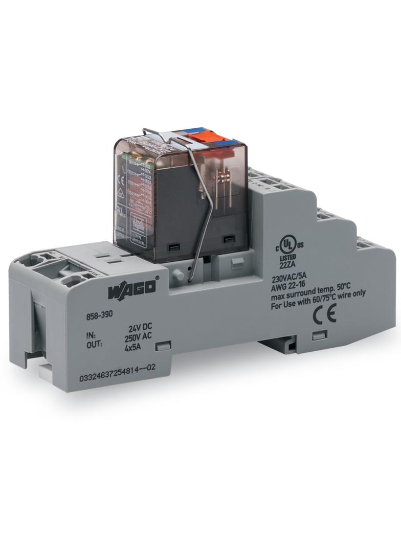 Podstawka z wtykanym przekaźnikiem przemysłowym 220V DC 4p /5szt./ 858-391 WAGO