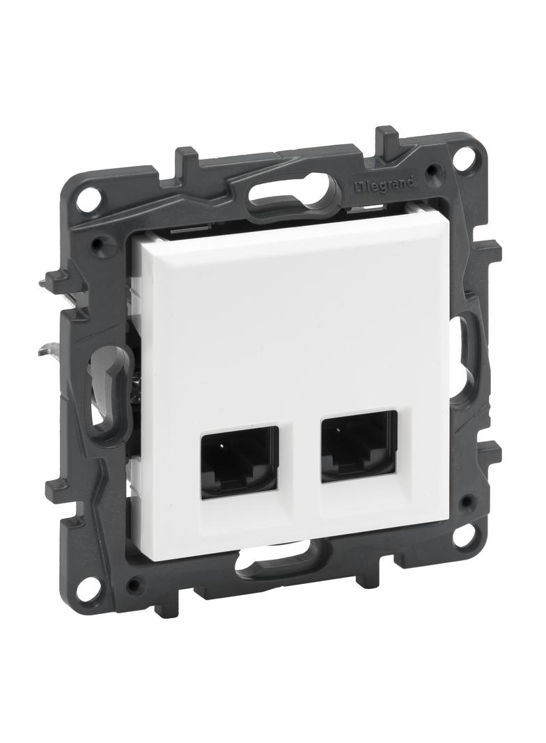 Niloe Step - Gniazdo Podwójne 2Xrj45 Kat. 6A Utp - Kolor Biały 863168 LEGRAND