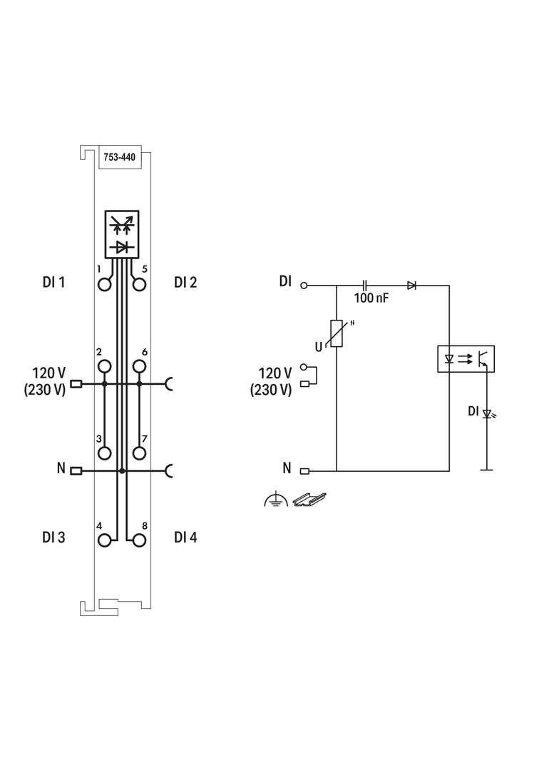 moduł 4DI 120V/230V AC WAGO