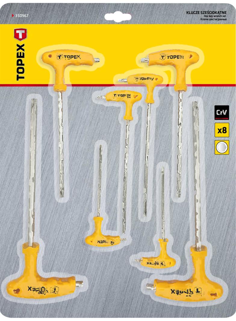 Klucze sześciokątne typu "T" 2-10 mm, zestaw 8 szt.