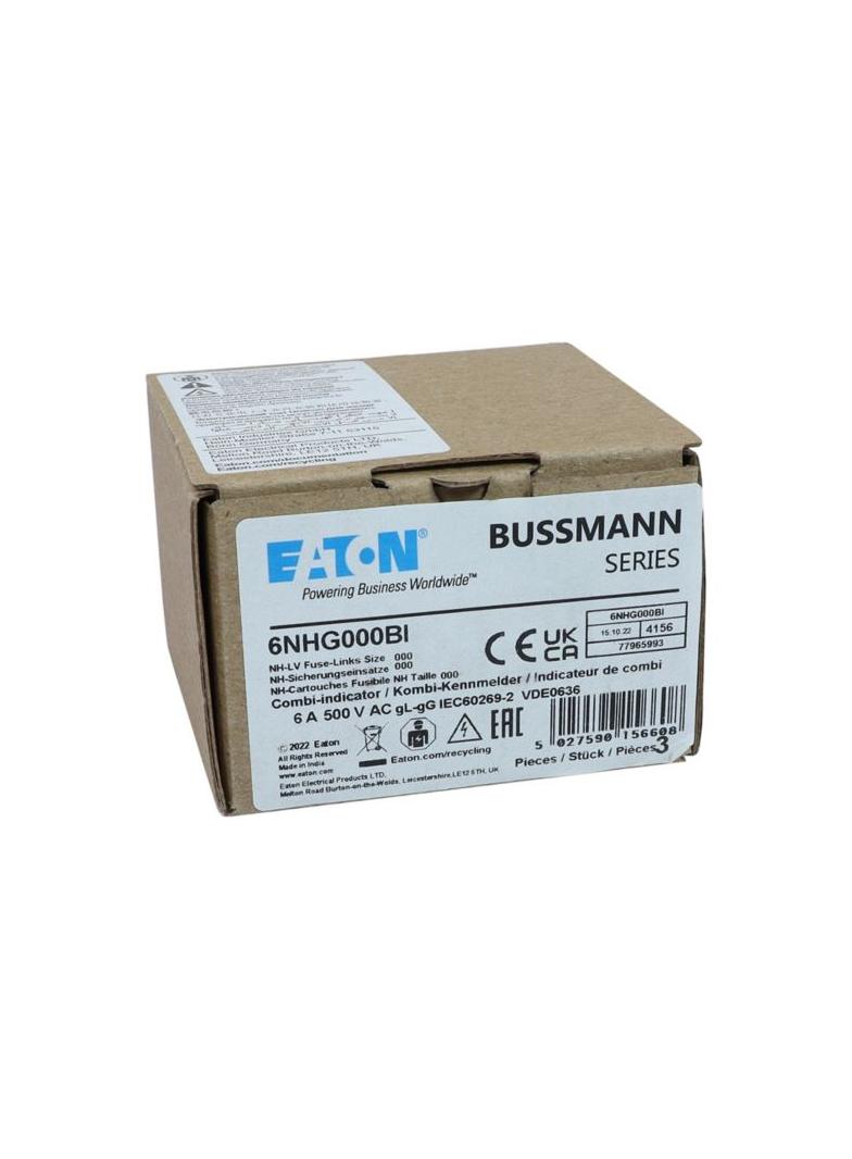 6NHG000BI Wkładka NH 6A 500V GG/GL rozmiar 000 6NHG000BI EATON
