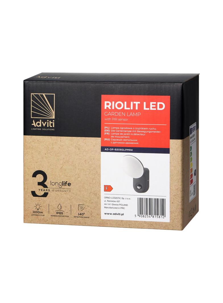 Oprawa ogrodowa z czujnikiem ruchu 15W 1100lm IP65, 4000K, szara AD-OP-6206GLPMR4 ORNO