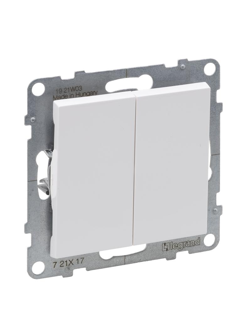 SUNO - Przycisk podwójny - 6 A - 250 V~ - zaciski automatyczne, Biały, Legrand