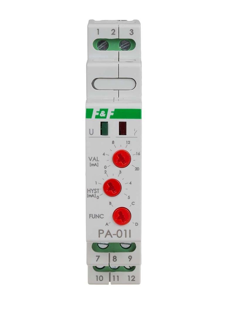 Przekaźnik analogowy z wejściem prądowym wejście 0-20mA / 4-20mA 8A montaż na szynie DIN MAX-PA-01I F&F