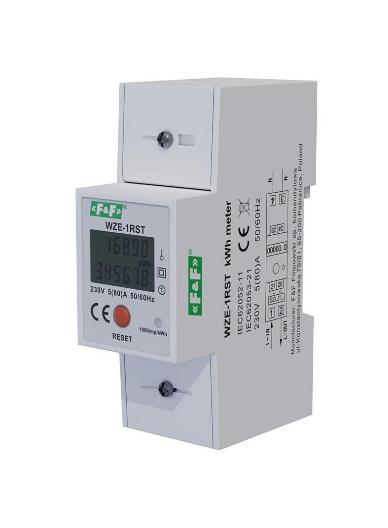 Jednofazowy licznik zużycia energii 45A z funkcją RESET WZE-1RST F&F