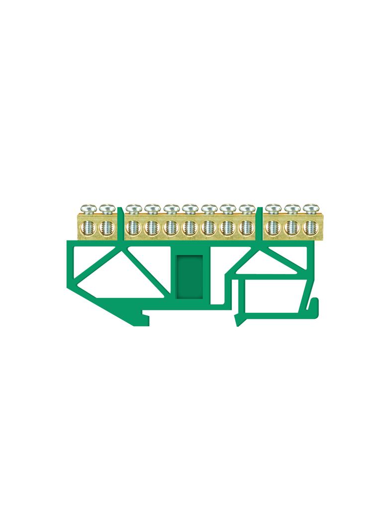 Listwa zaciskowa wysoka podstawa - 12 zielona