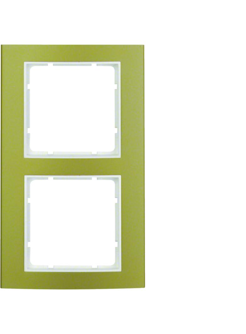 BERKER B.3 Ramka podwójna aluminium złoty/biała 10123046 HAGER