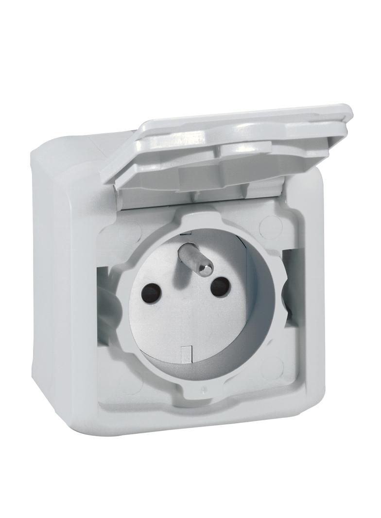Forix IP44 Gniazdo Pojedyncze Z Uziemieniem 16A 250V Szare 782395 LEGRAND