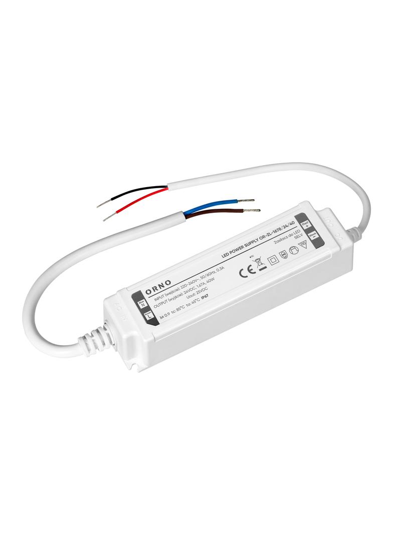 Zasilacz LED, hermetyczny, 24V, 40W, IP67, plastikowa obudowa