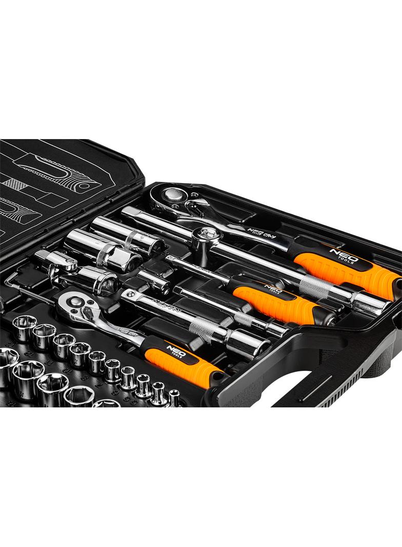 Klucze nasadowe 1/2", 1/4", zestaw 73 szt., CrV