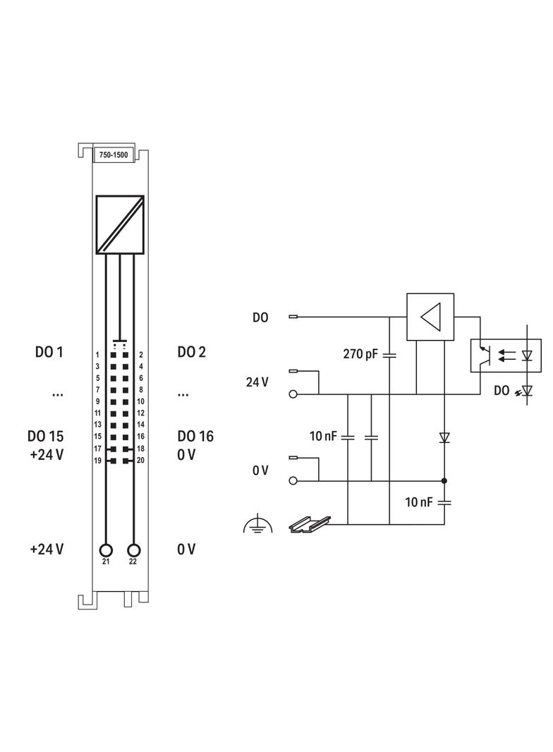 moduł 16DO 24V DC 0.5A ze złączem do przewodu taśmowego