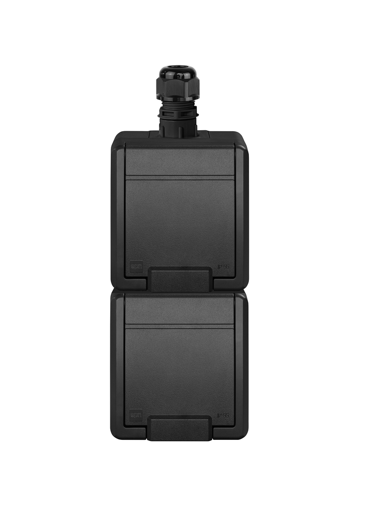 AQUANT 2K gniazdo natynkowe podwójne z uziemieniem 2x2P+Z pion IP 65 - kolor antracytowy