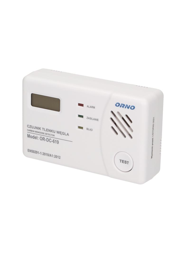 Bateryjny czujnik tlenku węgla (czadu) z wyświetlaczem prostokątny 3xAA OR-DC-619 ORNO