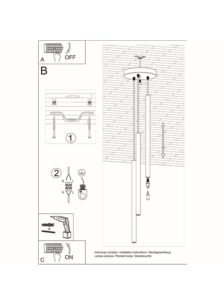 Sollux Lampa wisząca PASTELO 3P czarna SL.0471