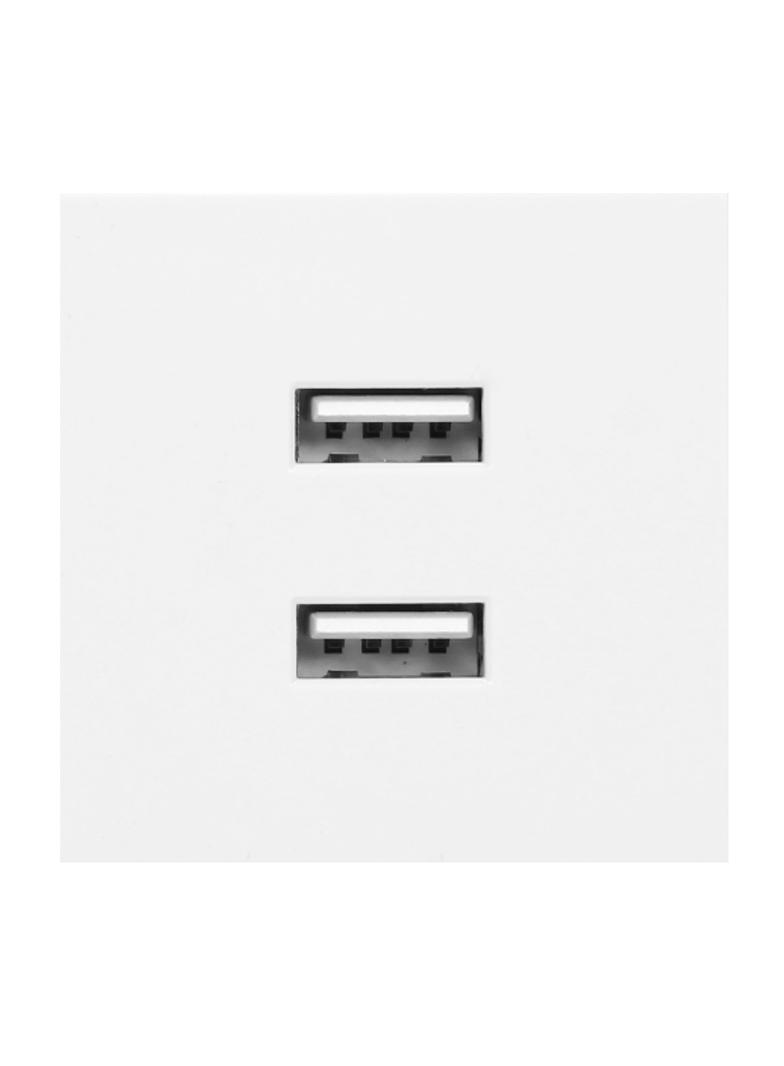 NOEN USB x 2, podwójny port modułowy 45x45mm z ładowarką USB, 2,1A 5V DC, biały OR-GM-9010/W/USBX2 ORNO