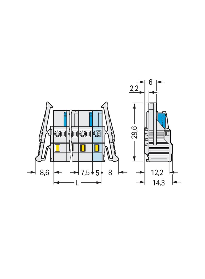 Gniazdo MCS‑MIDI Classic 6‑biegunowe jasnoszare raster 7,5mm 721‑206/037‑000 /25szt./ WAGO
