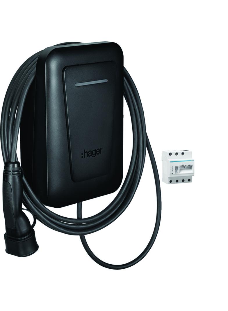 EVCS witty plus 1x22kW 1/3f z kablem 6,5m T2 MID OCPP + EMC XVL122CFL HAGER