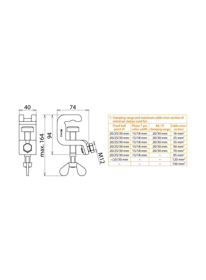 Zacisk uniwersalny U3, zakres fi 25/30 mm