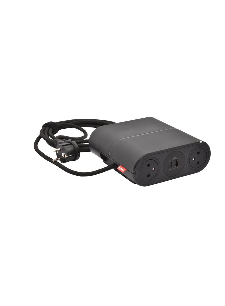 INCARA: LINK'ON - 4X2P+Z / 2XUSB A+C / ZŁĄCZE WIELAND - 2,5 M-CZARNY, Legrand