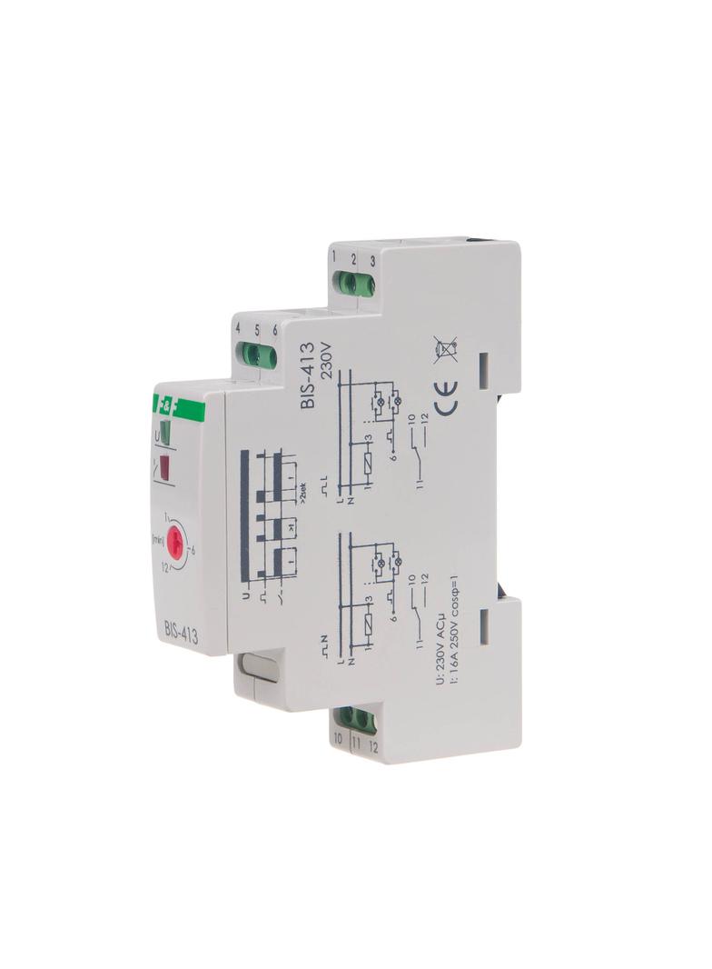 PRZEKAŹNIK BISTABILNY Z WYŁĄCZNIKIEM CZASOWYM, UN=230V LUB 24V AC/DC,I=10A, ACISKI ŚRUBOWE, 1 MODUŁ